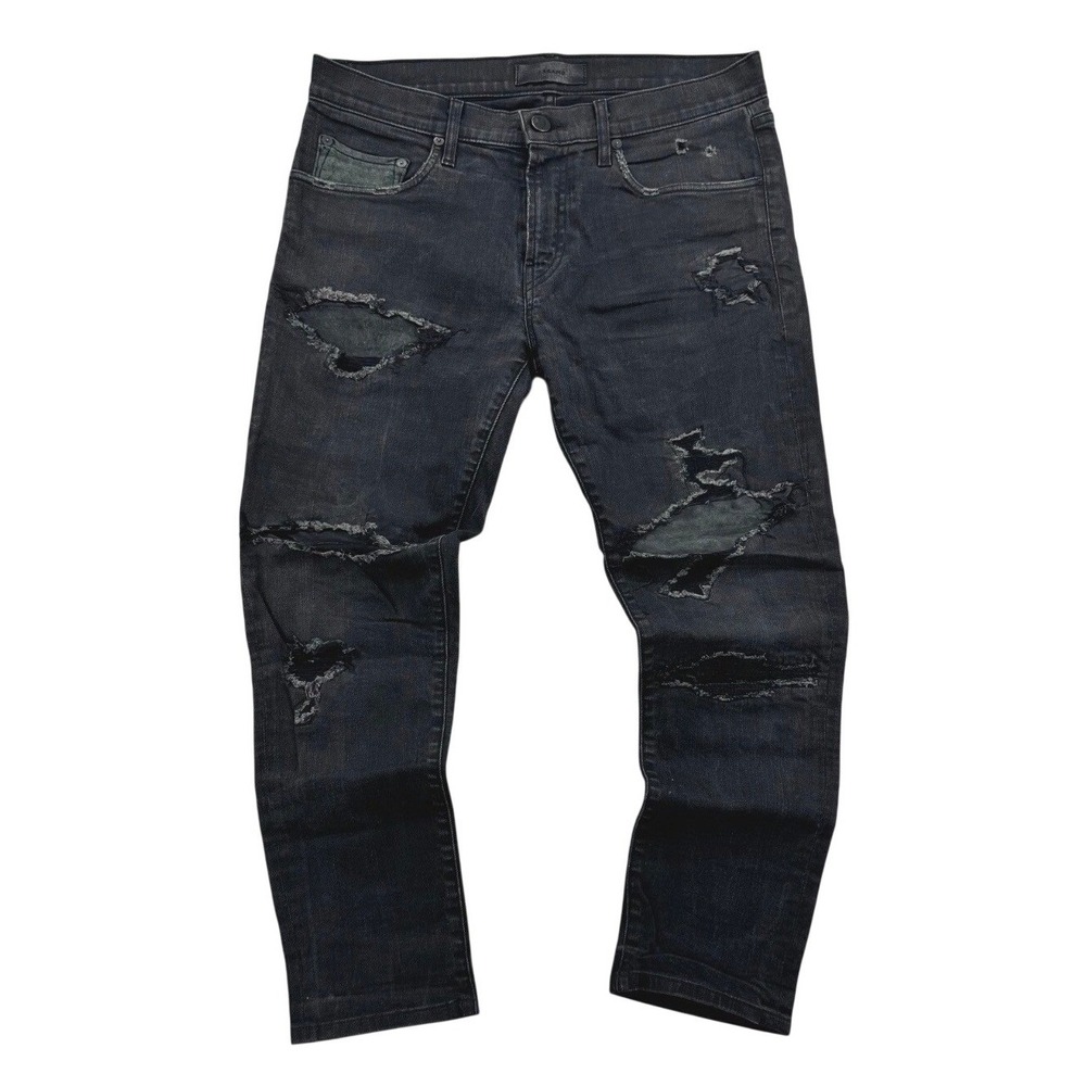 J Brand Distressed Jeans Mens 32 Black Good Ripped Patchwork Slim Fit USA Made